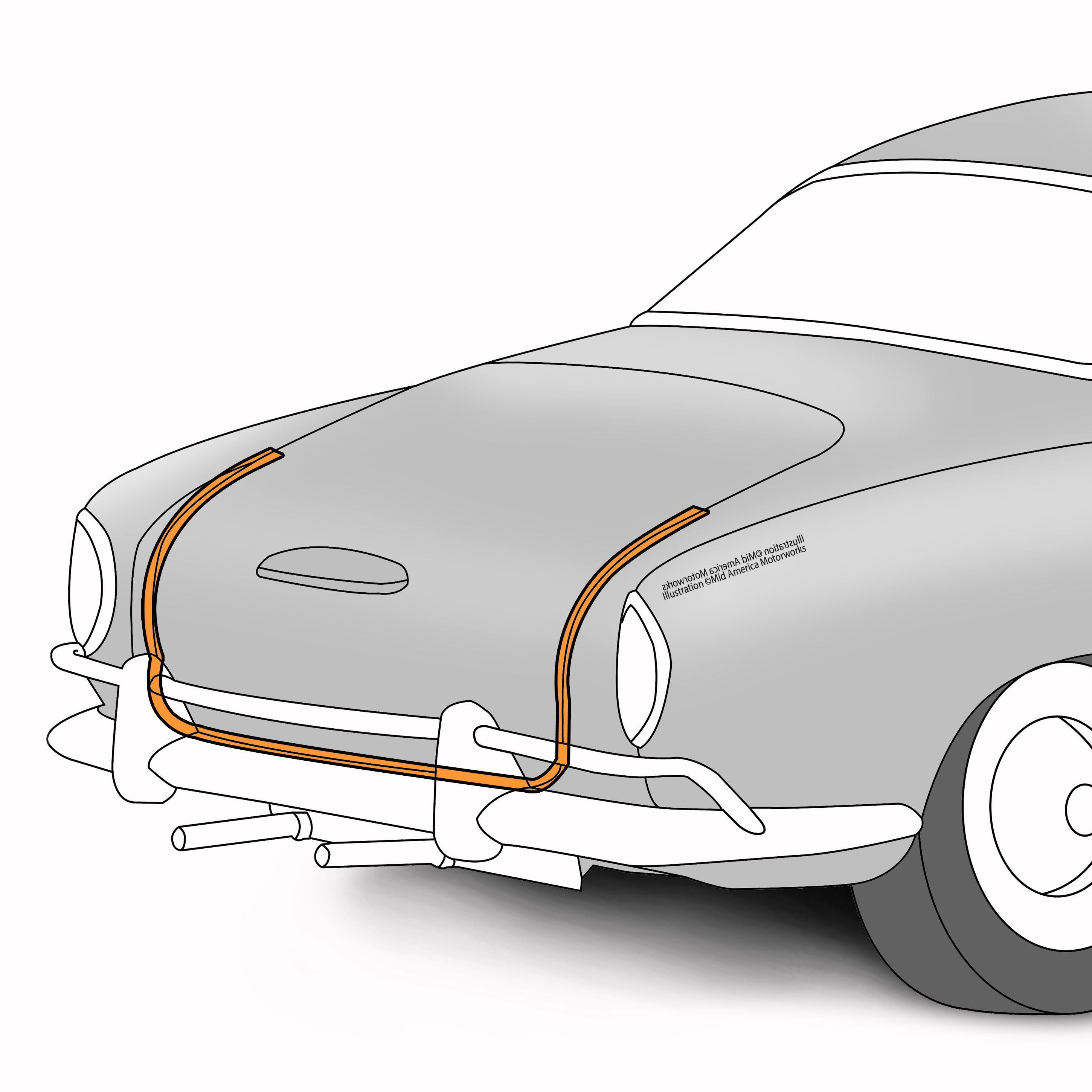 Air Cooled VW 19561974 Karmann Ghia Rear Deck Lid Seal 141827705