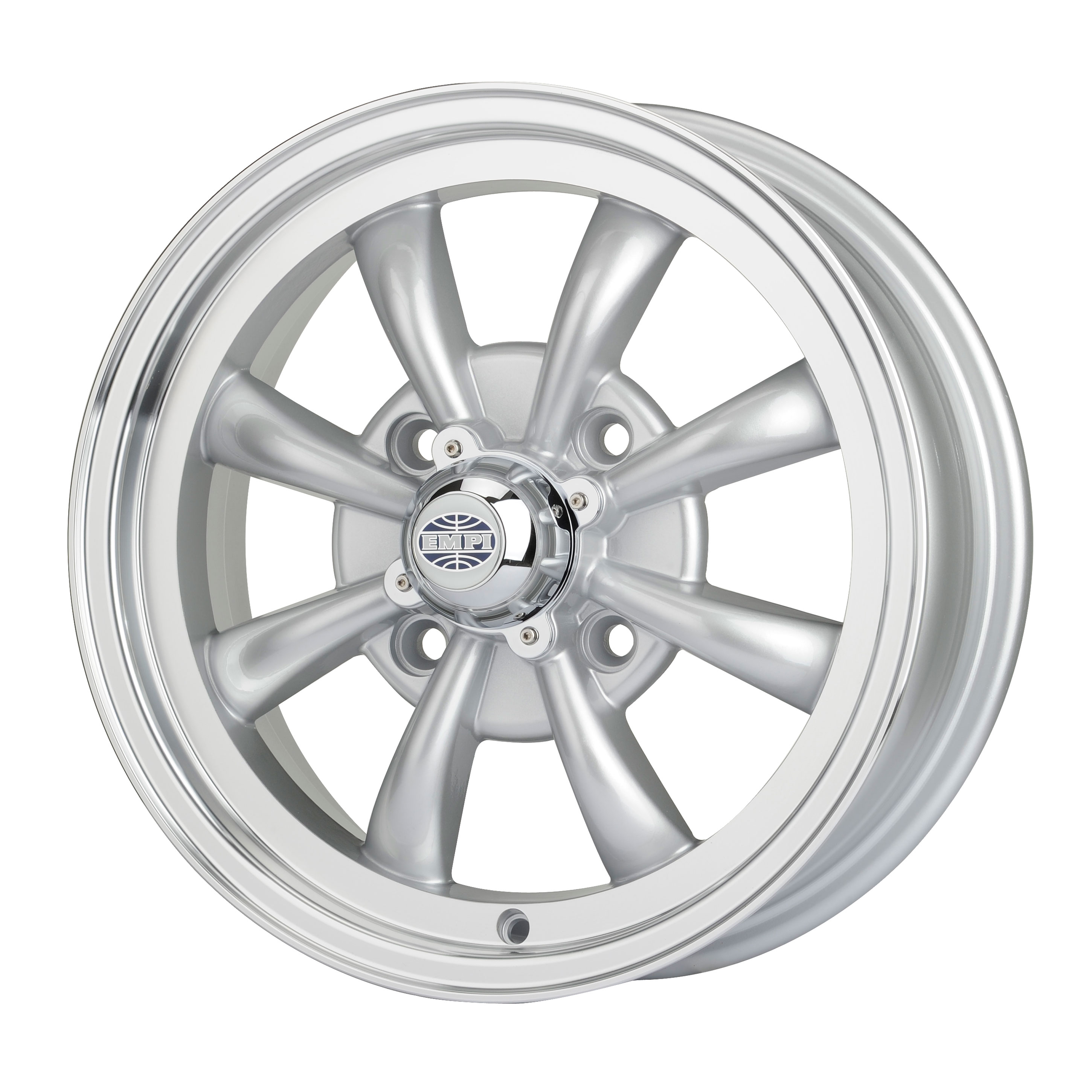 Air Cooled VW 1966-1979 GT 8 Spoke Silver Polished 15 x 5.5 Wheel