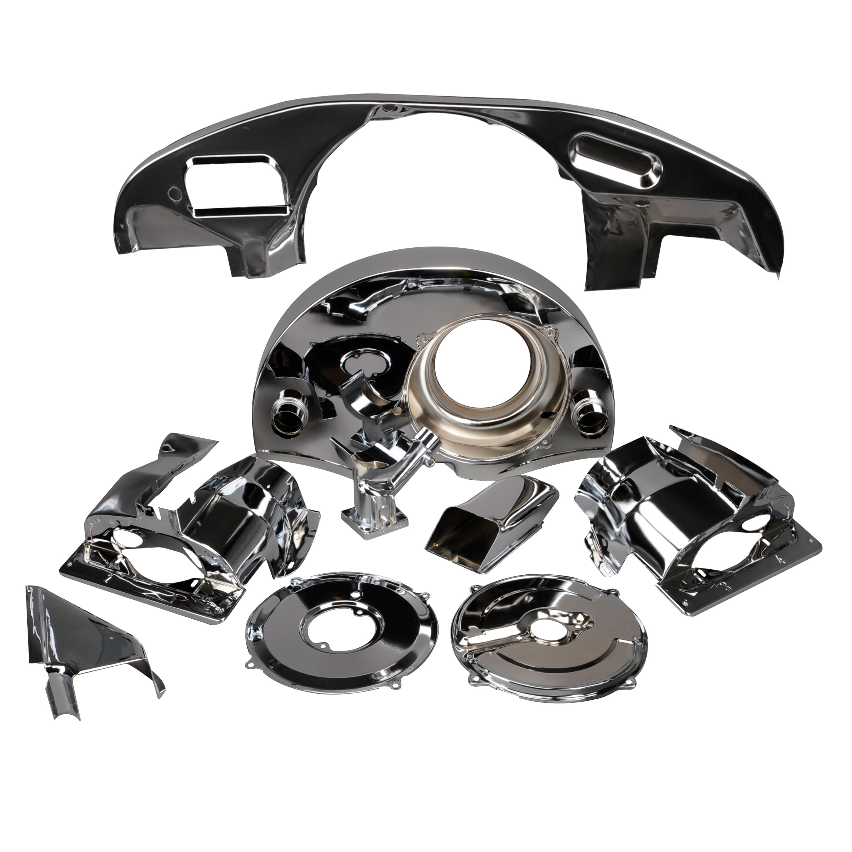 VW 1971-1974 Engine Cooling Tin Kit 9 Pieces Chromed with Air Ducts