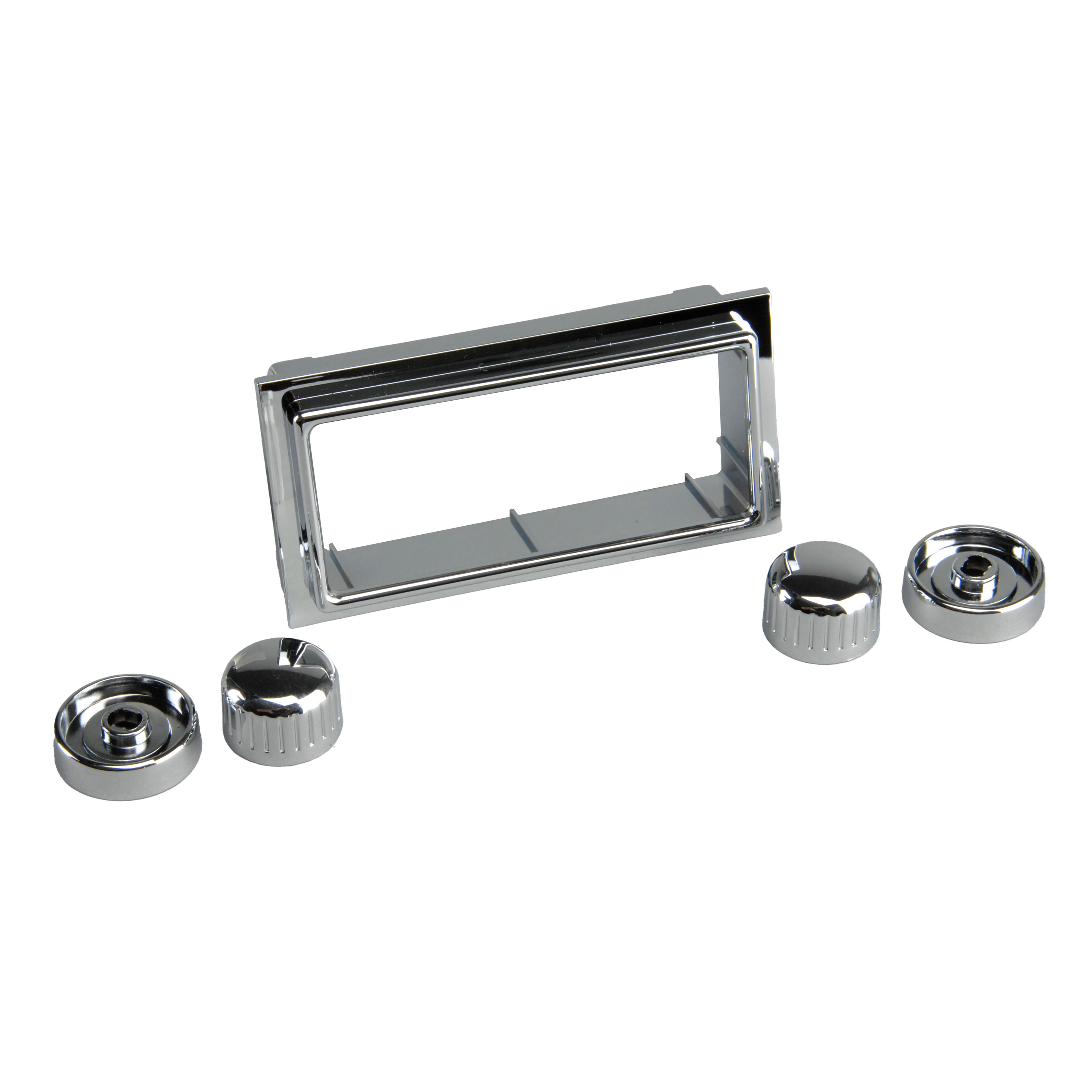 VW 1956-1973 Bus & Ghia Radio Chrome Faceplate & Chrome Knobs Kit