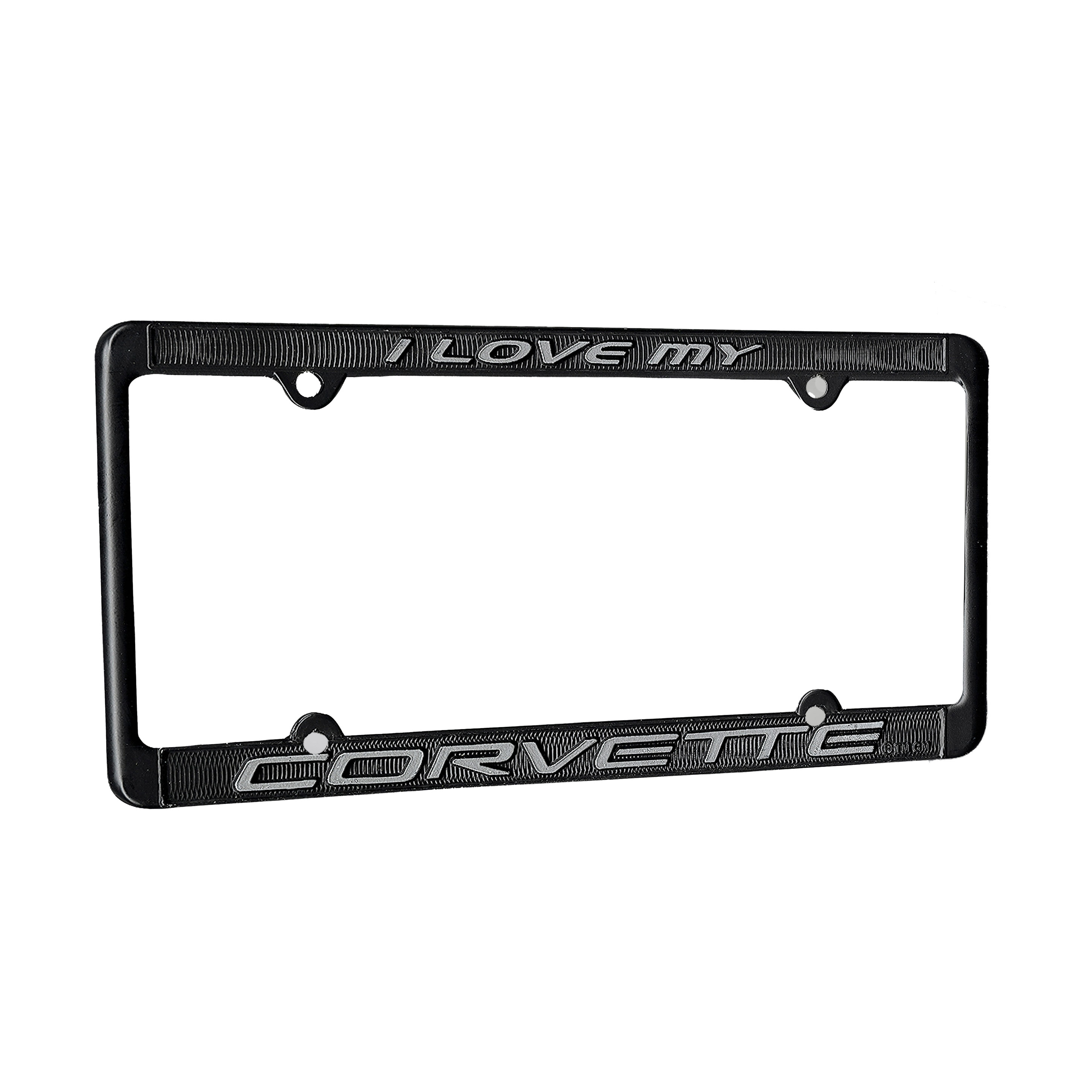 I Love My Corvette Black License Plate Frame Die-Cast Metal