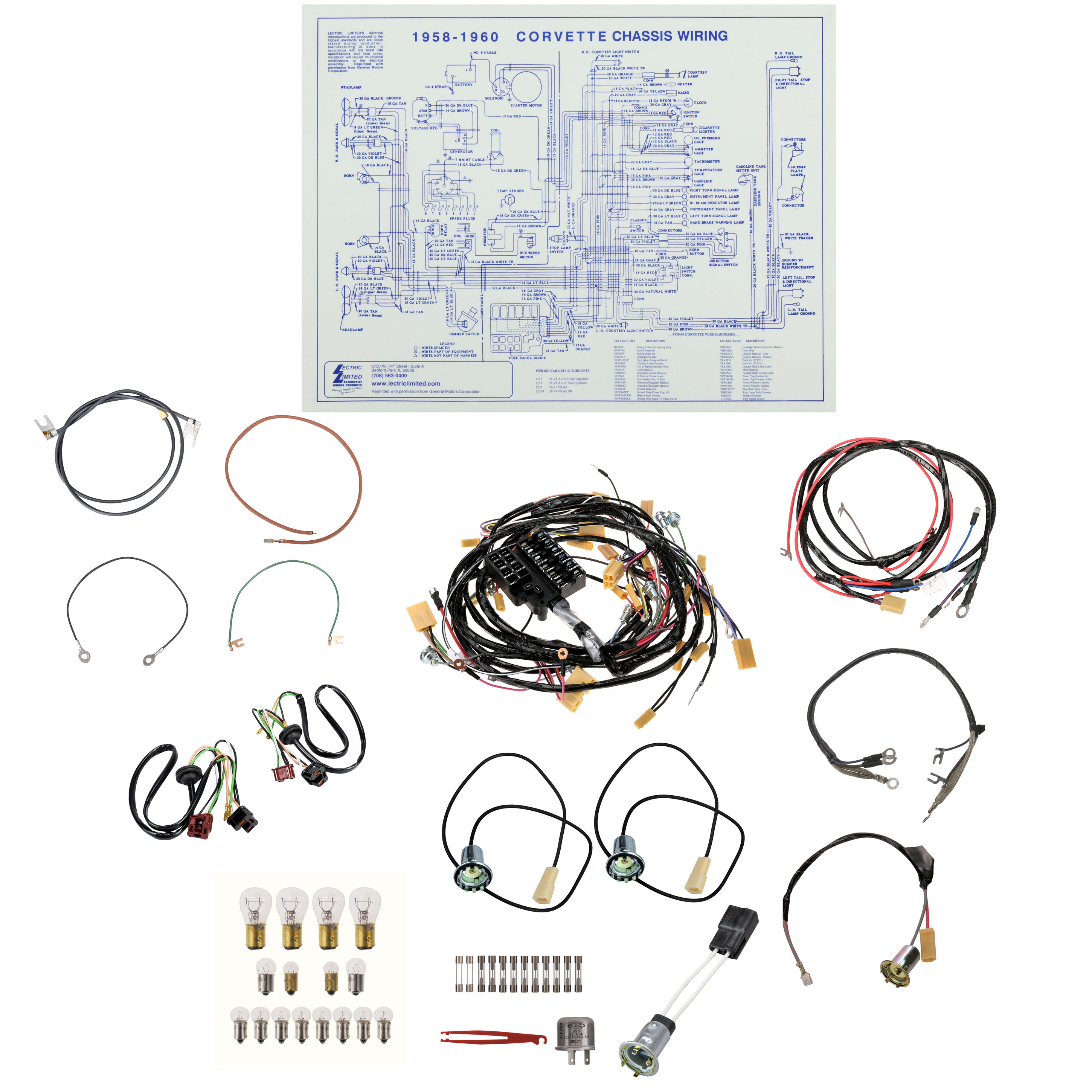 1958-1959 Corvette Deluxe Wiring Harness Set Manual Transmission